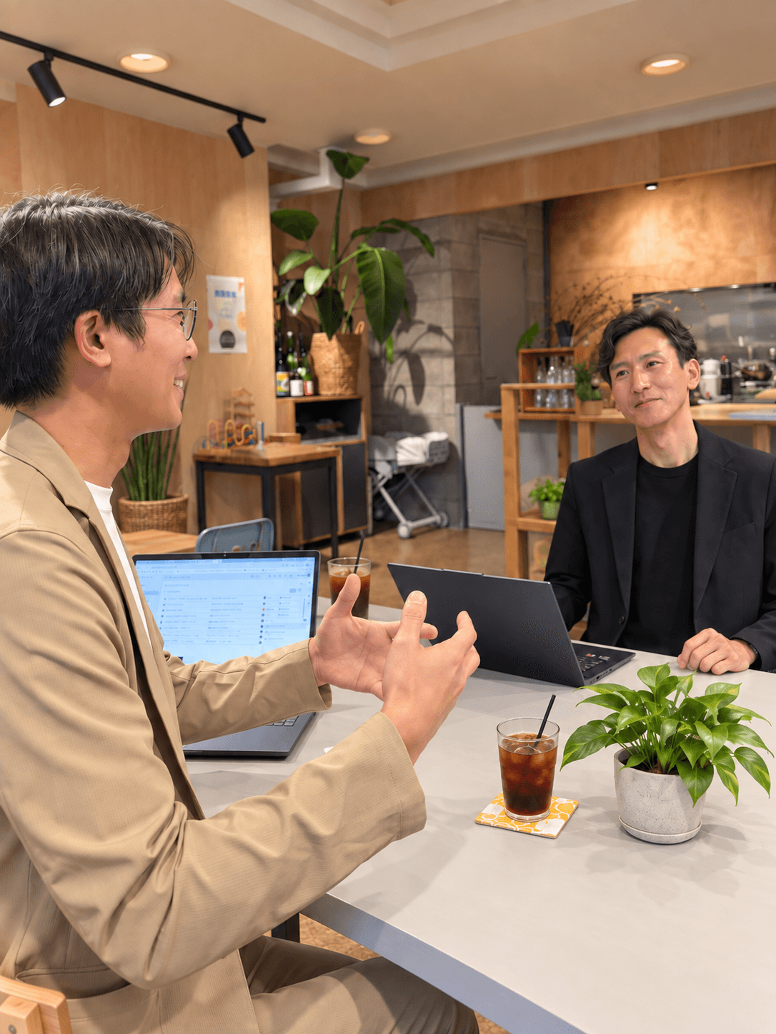 藤屋段ボールと第四北越フィナンシャルグループの対談風景